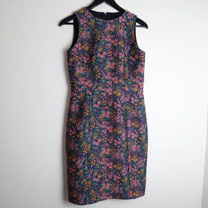 J.Crew Botanic Jacquard Sheath Dress In Mayapple Navy Green Valerie Size 4